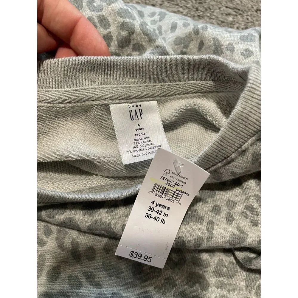 GAP Kids Size 4 Cheetah/Leopard Print Gray Dress NEW